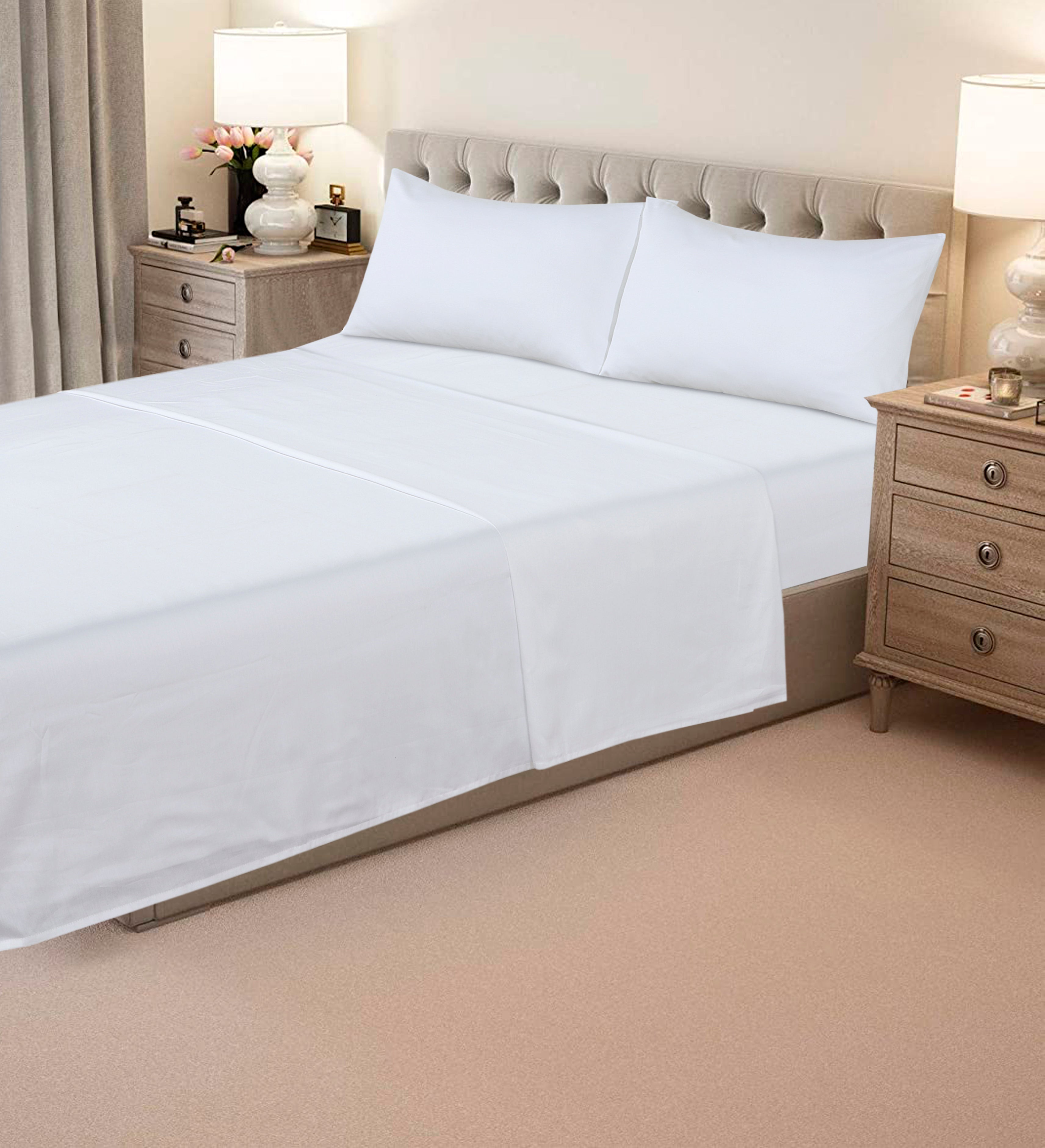 SSQUZA Egyptian Cotton Sheet Set King | 400 Thread Count | 100% Pure Cotton | White
