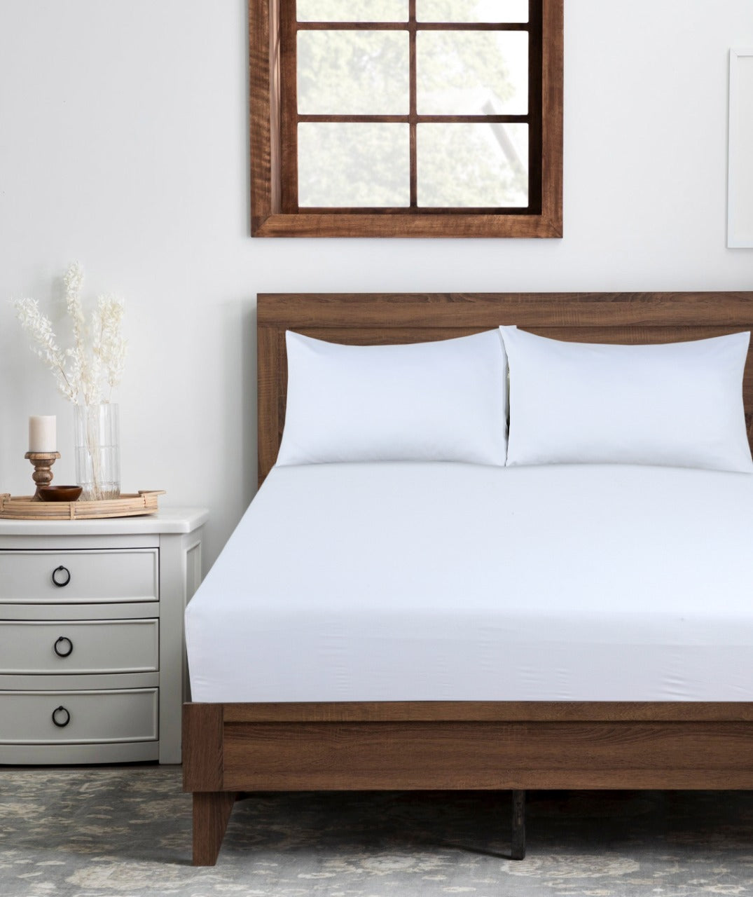 SSQUZA Egyptian Cotton Sheets Queen - Fitted | 400 Thread Count | 100% Pure Cotton | White