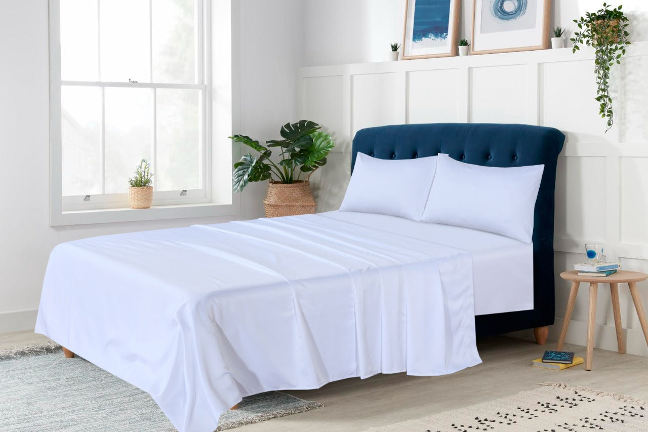 SSQUZA Egyptian Cotton Queen Sheet Set | 400 Thread Count | 100% Pure Cotton | White