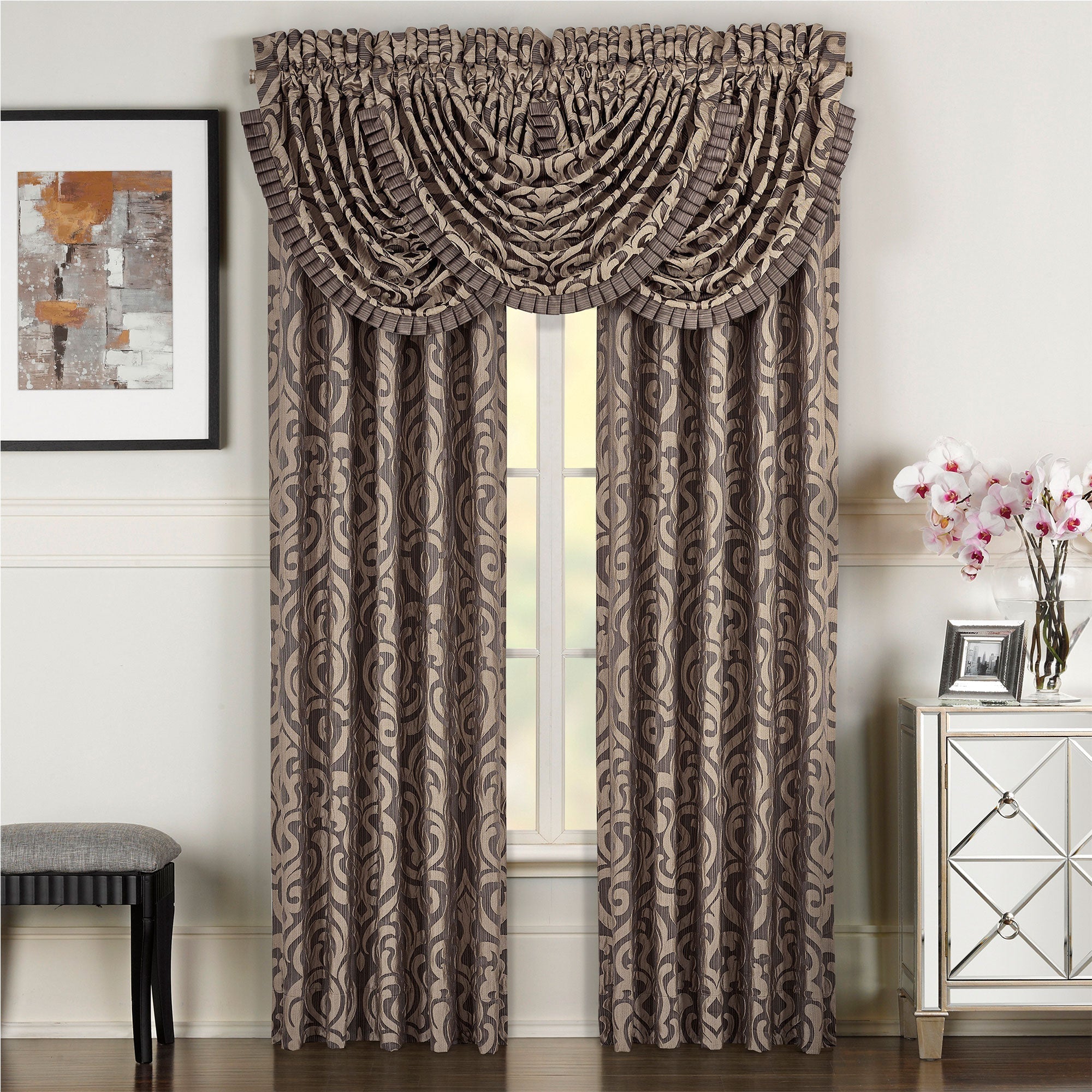 Astoria Mink Waterfall Valance | Poly/Rayon by J.Queen New York