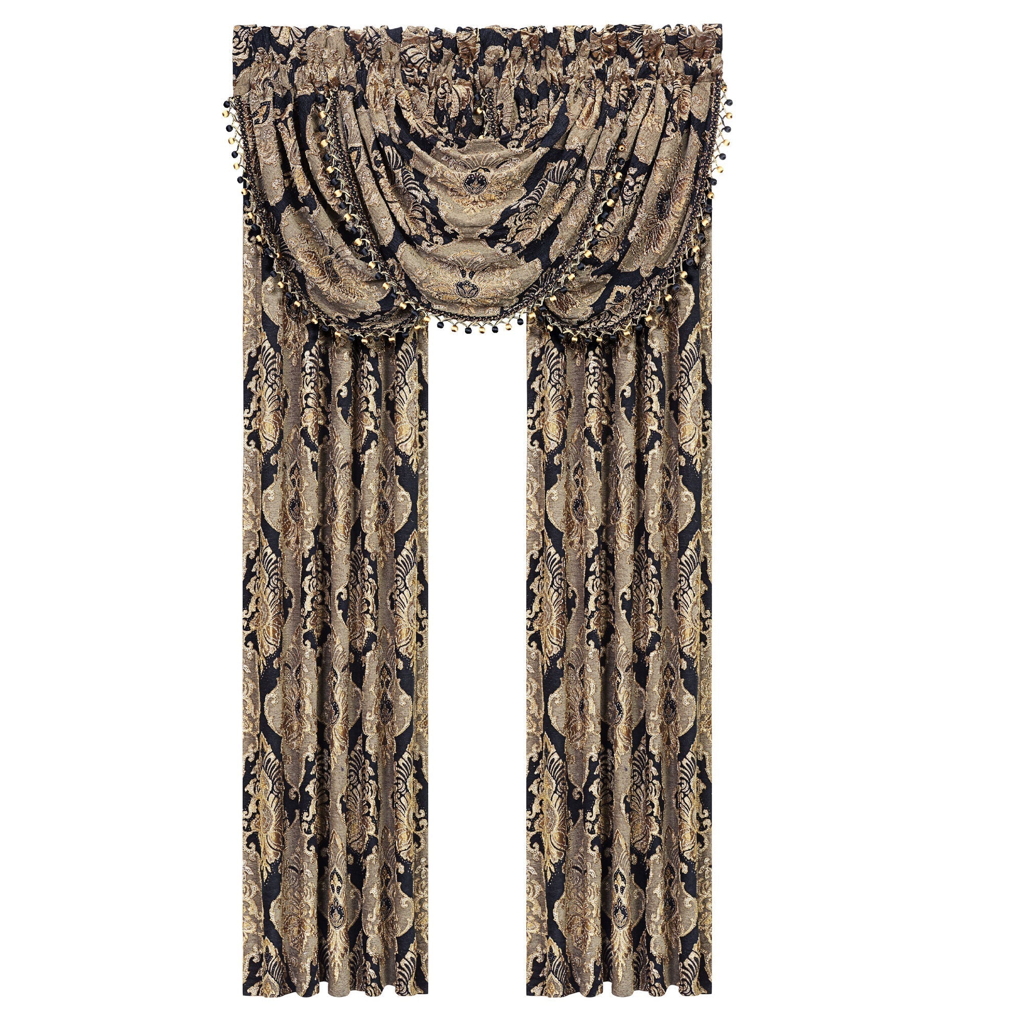 Bradshaw Black Waterfall Valance | 100% Polyester by J.Queen New York